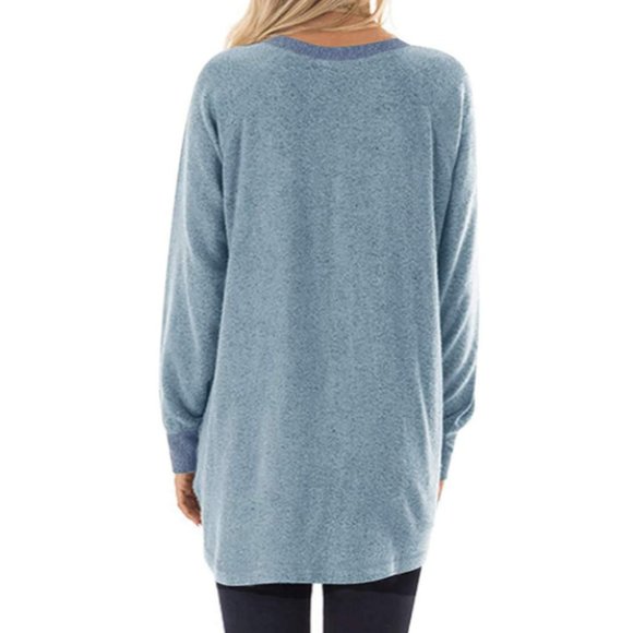 NWT Two Tone Blue Popcorn Oversized Tunic Sweater - Picture 3 of 3